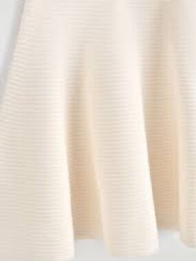 Unclear Cream Velour Horizontal Ribbed Aline Skater Skirt Used Small
